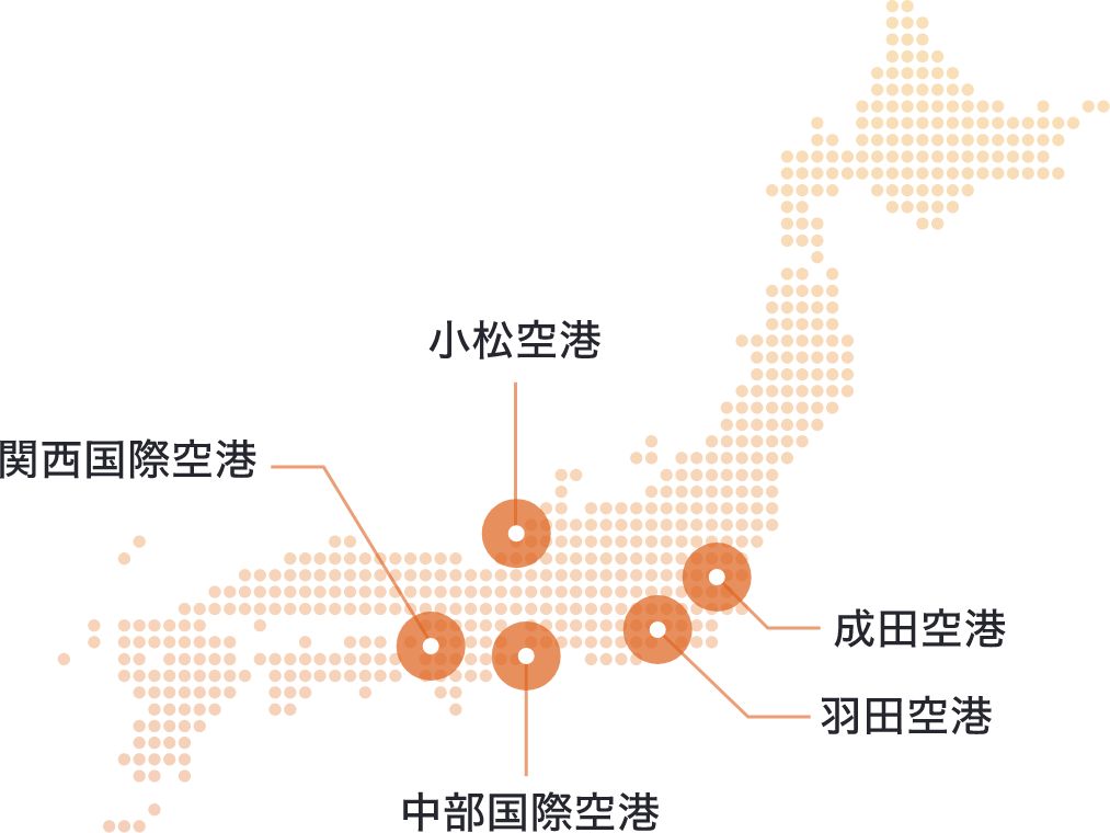 成田空港 羽田空港 中部国際空港 小松空港 関西国際空港