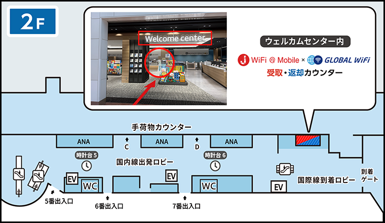 羽田空港 【2階】到着ロビー 受取・返却カウンター